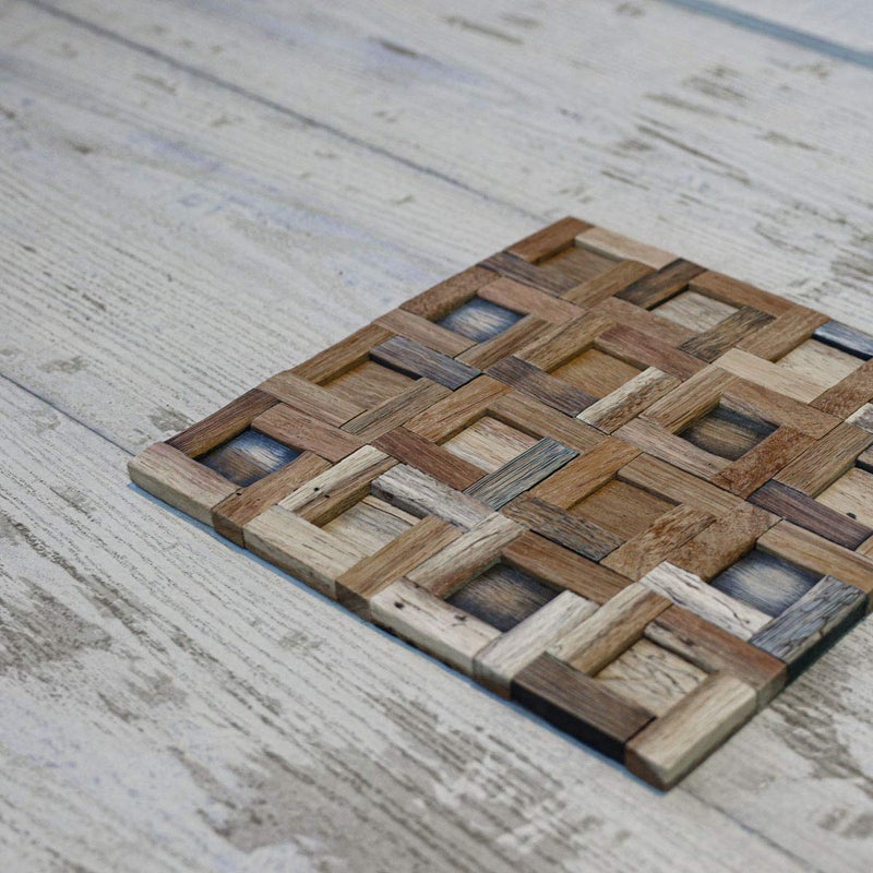 Ekena Millwork 11 7/8"W x 11 7/8"H x 3/4"P Freeport Boat Wood Mosaic Wall Tile, Natural Finish - Image 3